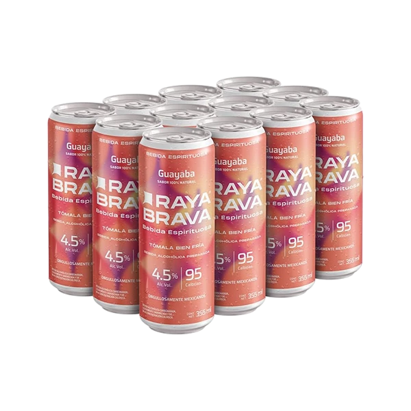 Raya Brava Guayaba - Bebida Espirituosa con 4.5% de Alc, 12 Pack