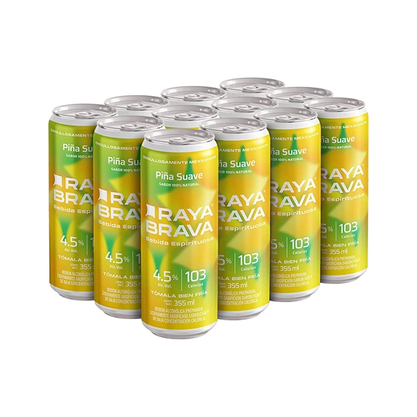 [12packpiña] Raya Brava Piña Suave - Bebida Espirituosa con 4.5% Alc.12 pack