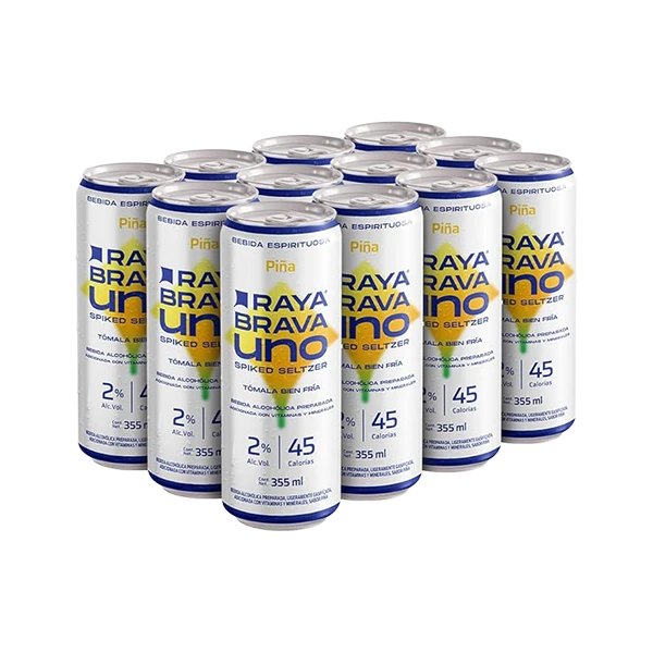 [12packRBUPi] Raya Brava Uno Piña - Bebida Espirituosa con 2% Alc. 12 pack