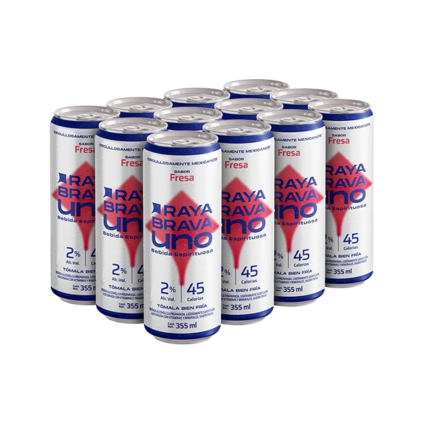 Raya Brava Uno Fresa - Bebida Espirituosa con 2% Alc. 12 pack (c)